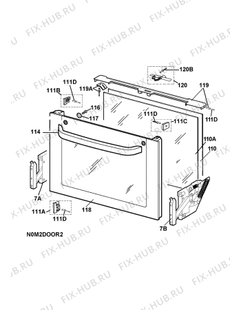 Взрыв-схема плиты (духовки) Electrolux EKC60050X 230 - Схема узла H10 Main Oven Door (large)